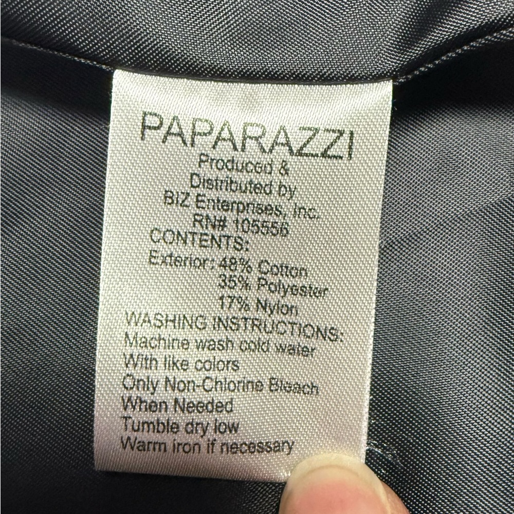 Vintage Paparazzi Chic Black Embroidered Women's button up jacket size L - Picture 13 of 14